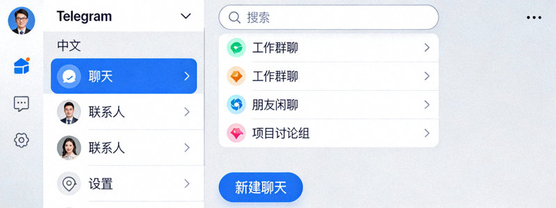 第三方深度汉化的Telegram电脑中文版客户端主界面截图，展示完整的中文菜单和对话列表