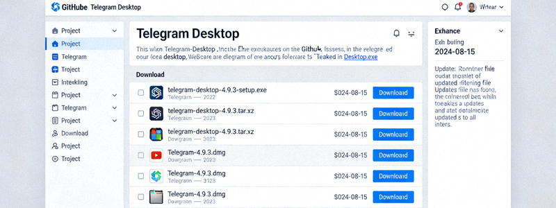 GitHub网站上Telegram Desktop项目发布页面的界面截图，展示可下载的安装文件列表