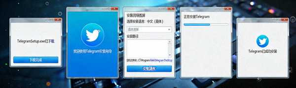 展示Telegram电脑中文版成功安装后并正常运行的桌面界面截图