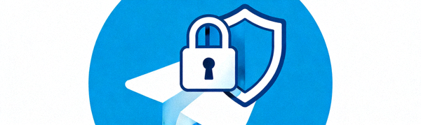 象征安全和隐私的锁与盾牌图标叠加在Telegram标识上