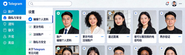 展示Telegram电脑版客户端内各项设置选项的优化界面